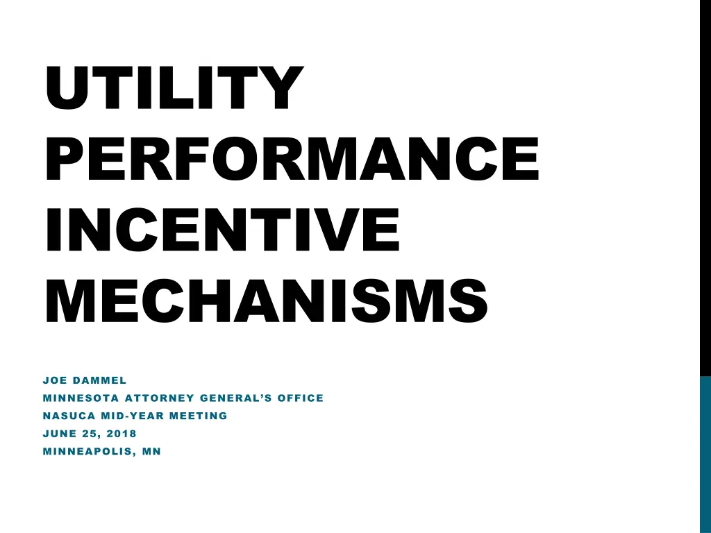 utility performance incentive mechanisms n.w