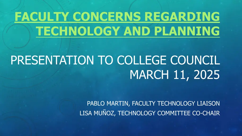 faculty concerns regarding technology and planning n.w