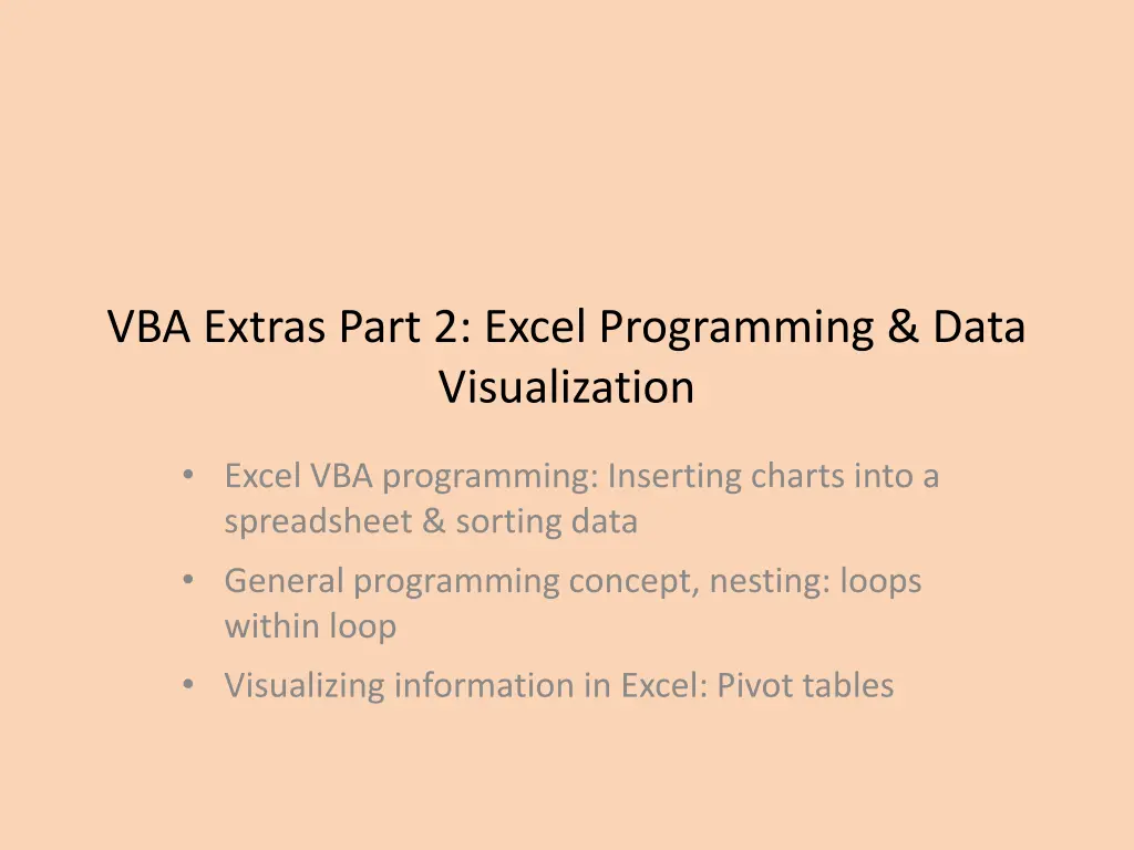 vba extras part 2 excel programming data n.w