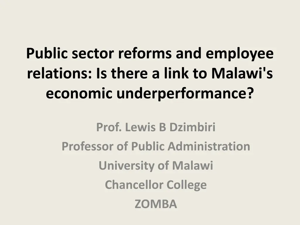 public sector reforms and employee relations n.w