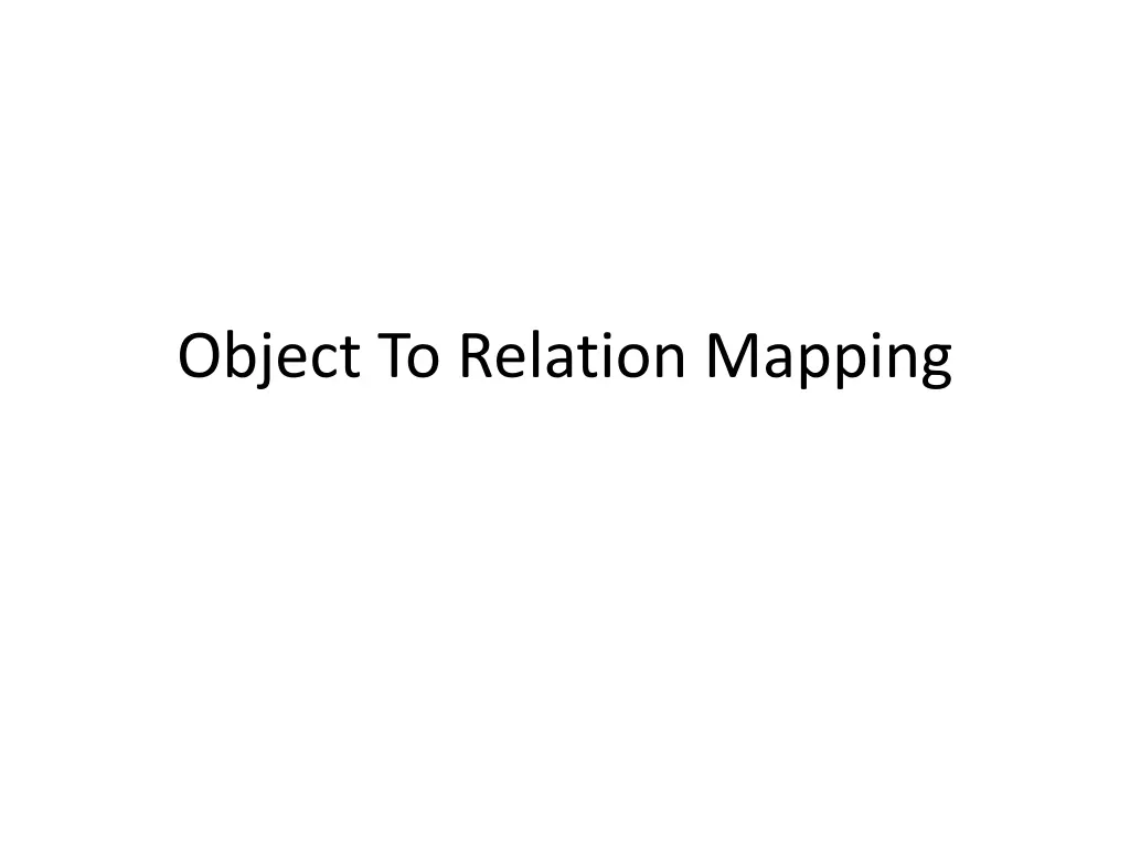 object to relation mapping n.w