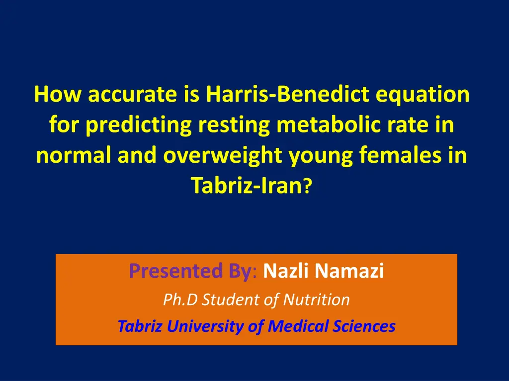 how accurate is harris benedict equation n.w