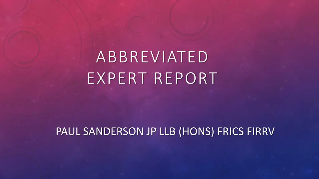 abbreviated expert report n.w