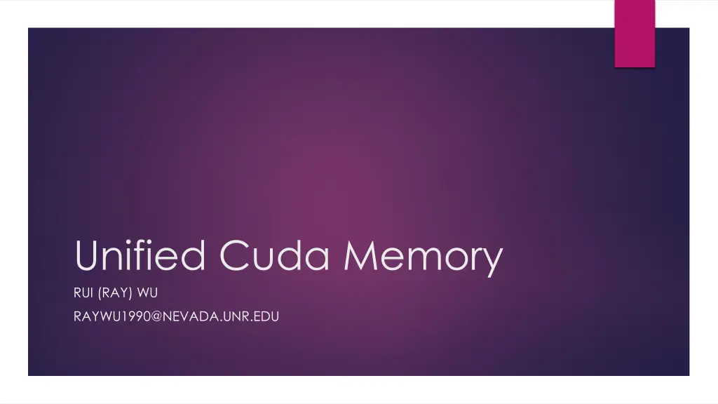 unified cuda memory rui ray wu n.w