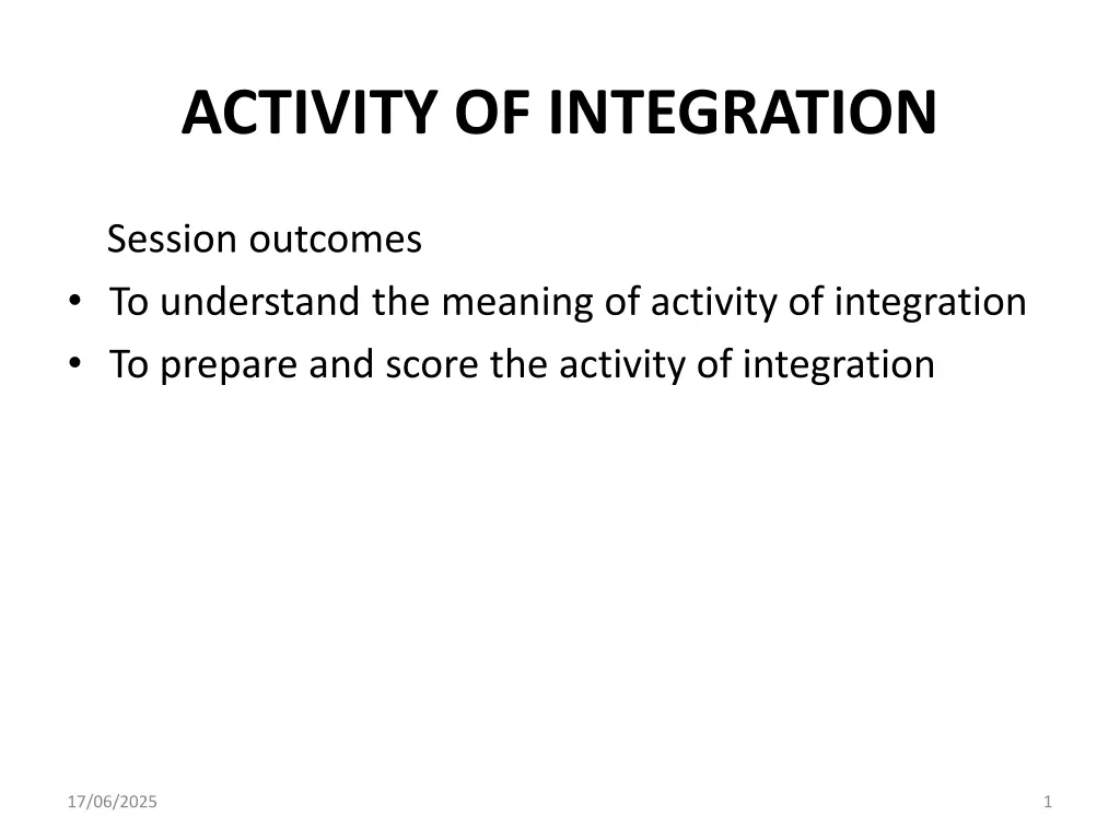 activity of integration n.w
