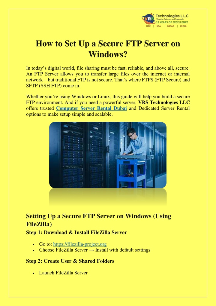 how to set up a secure ftp server on windows n.w