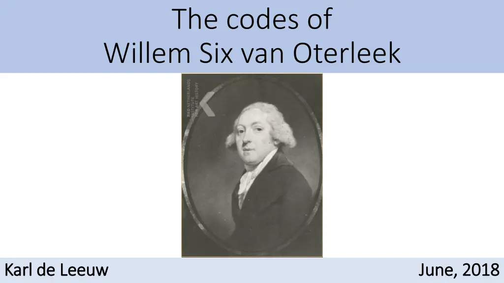 the codes of willem six van oterleek n.w