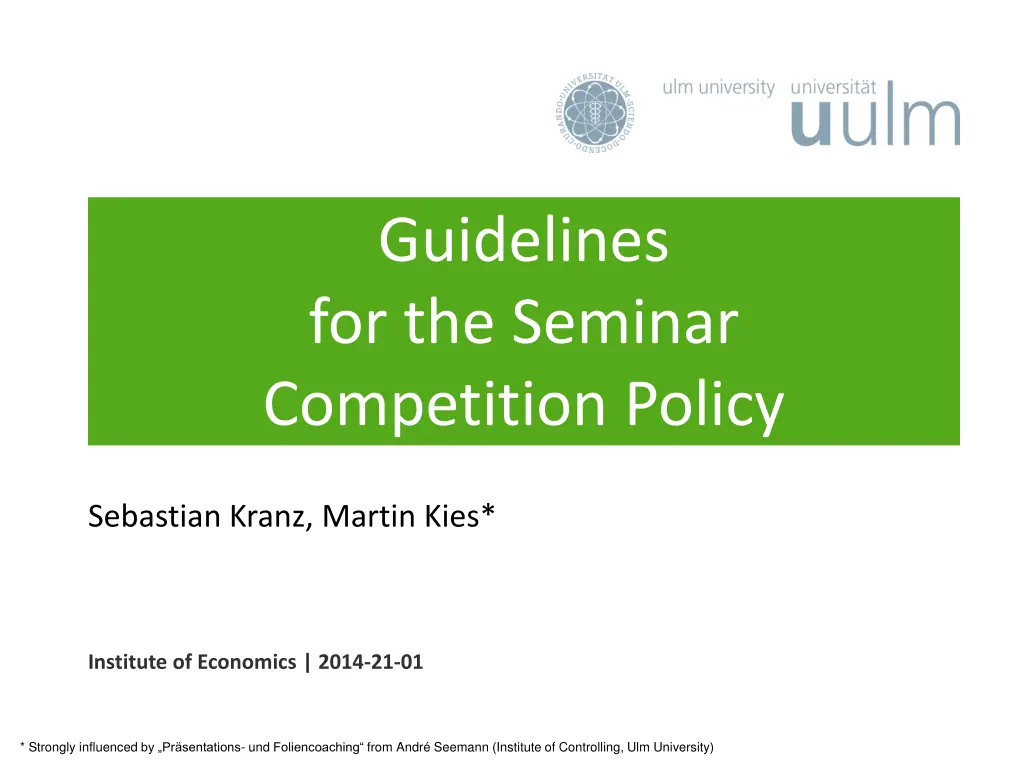 guidelines for the seminar competition policy n.w