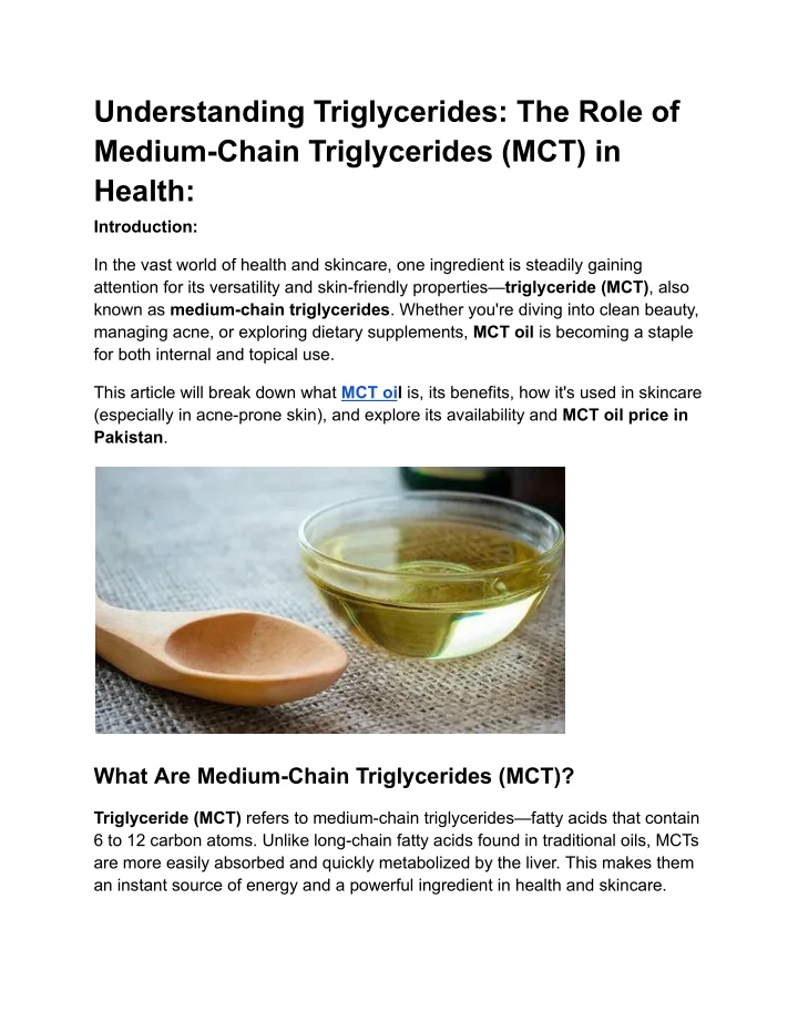 understanding triglycerides the role of medium n.w