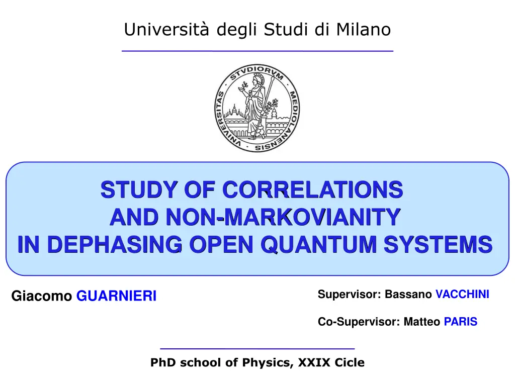 universit degli studi di milano n.w