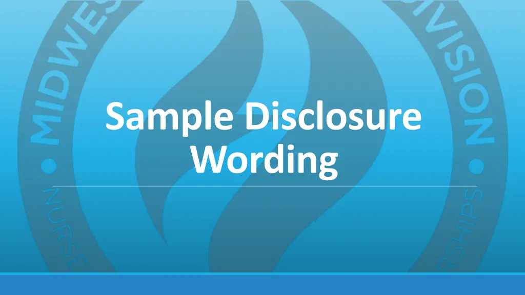 sample disclosure wording n.w