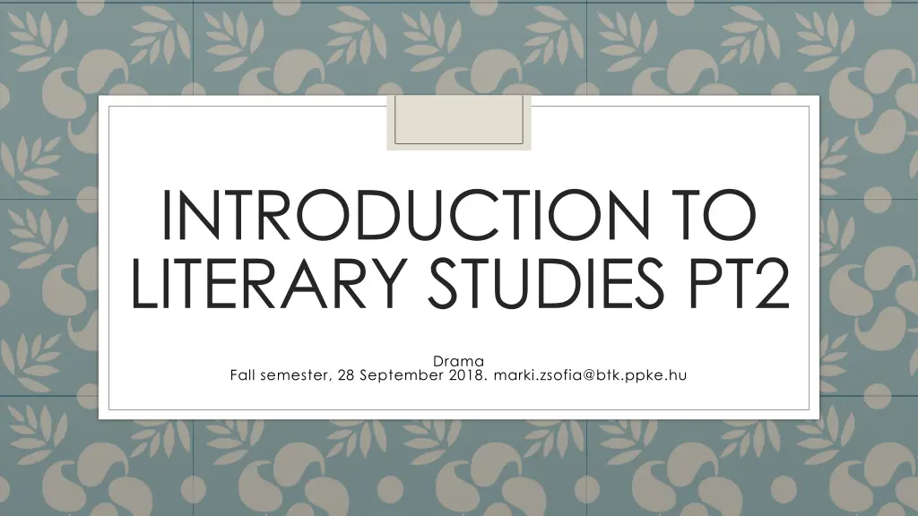 introduction to literary studies pt2 n.w