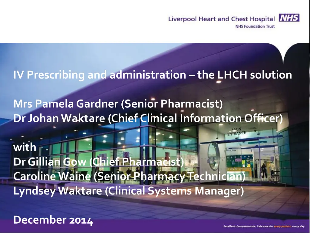 iv prescribing and administration the lhch n.w