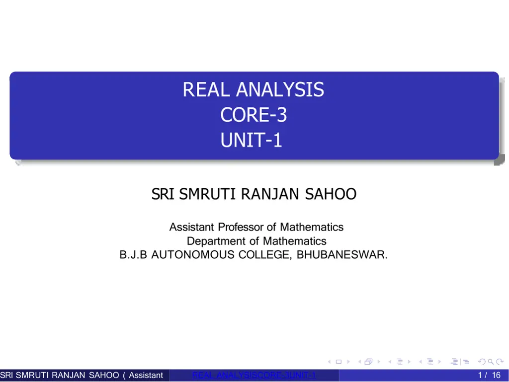 real analysis core 3 unit 1 n.w