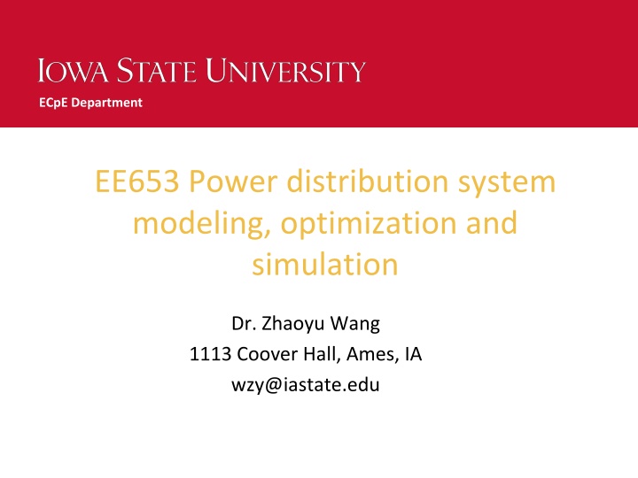 ee653 power distribution system modeling optimization and simulation n.