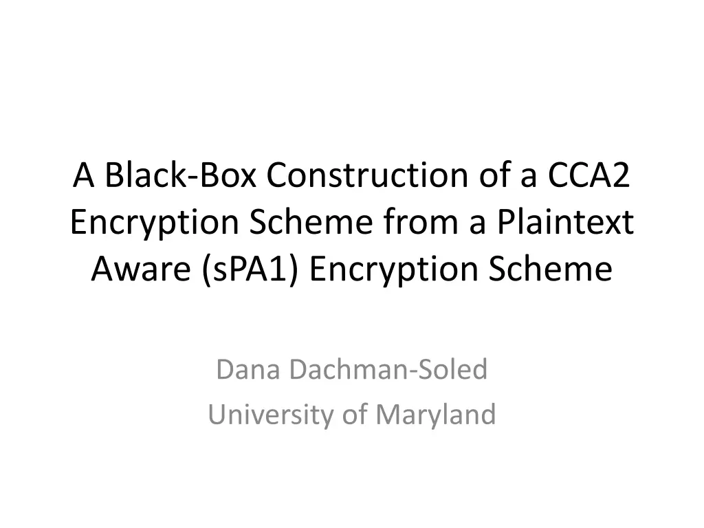 a black box construction of a cca2 encryption n.w