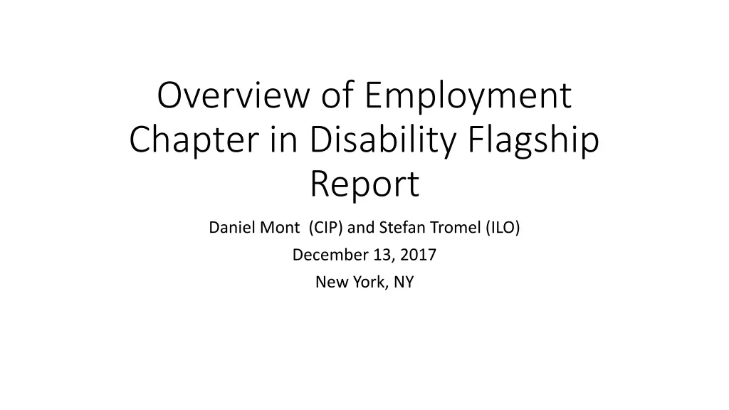 overview of employment chapter in disability n.w