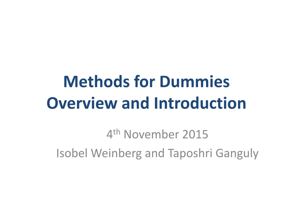 methods for dummies overview and introduction n.w