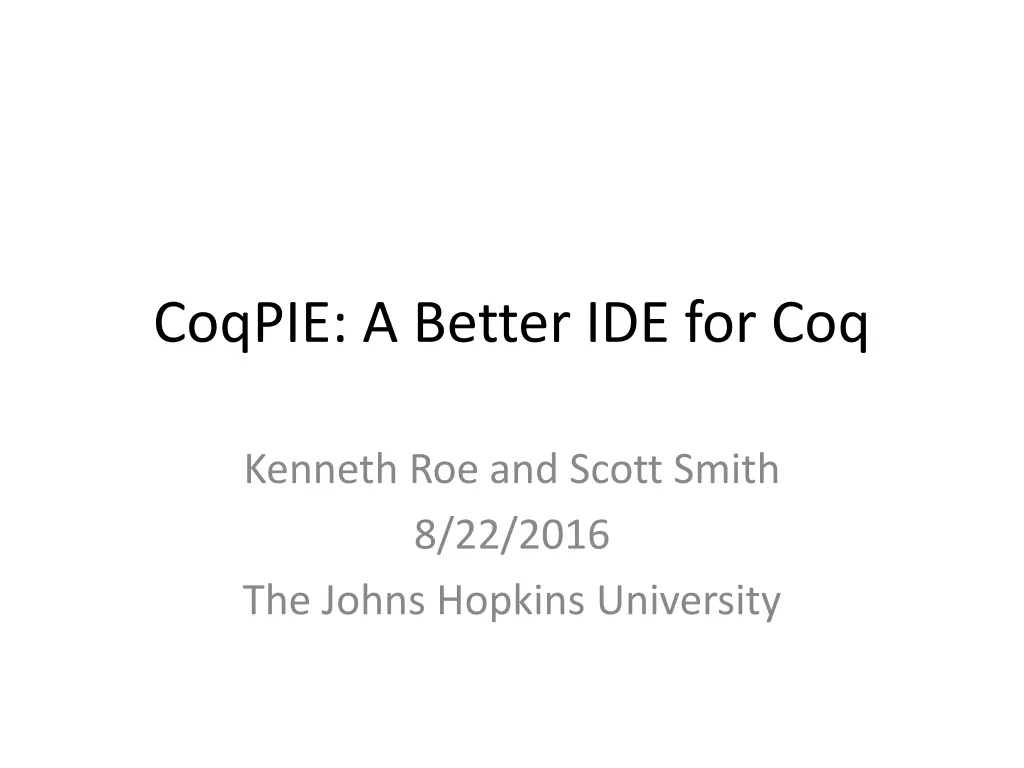 coqpie a better ide for coq n.w