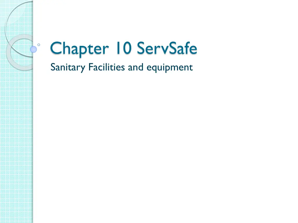 chapter 10 servsafe sanitary facilities n.w