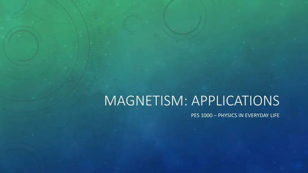 magnetism applications n.w