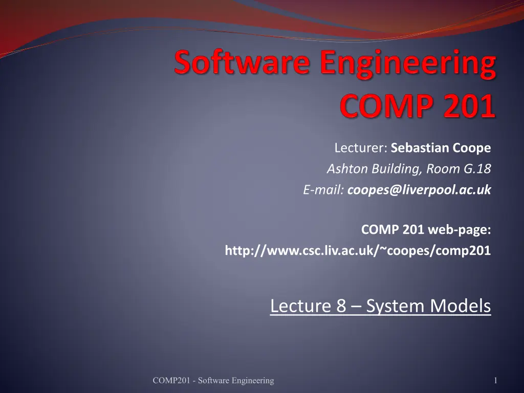 lecturer sebastian coope ashton building room n.w