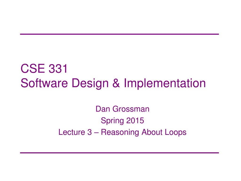 cse 331 software design implementation n.w