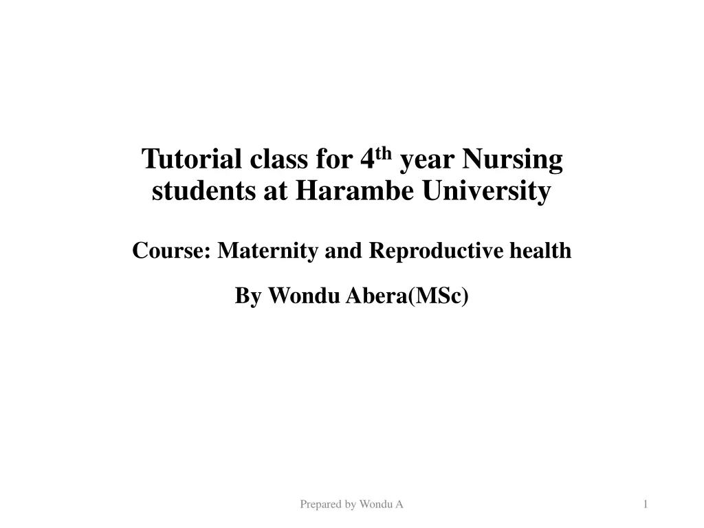 tutorial class for 4 th year nursing students n.w