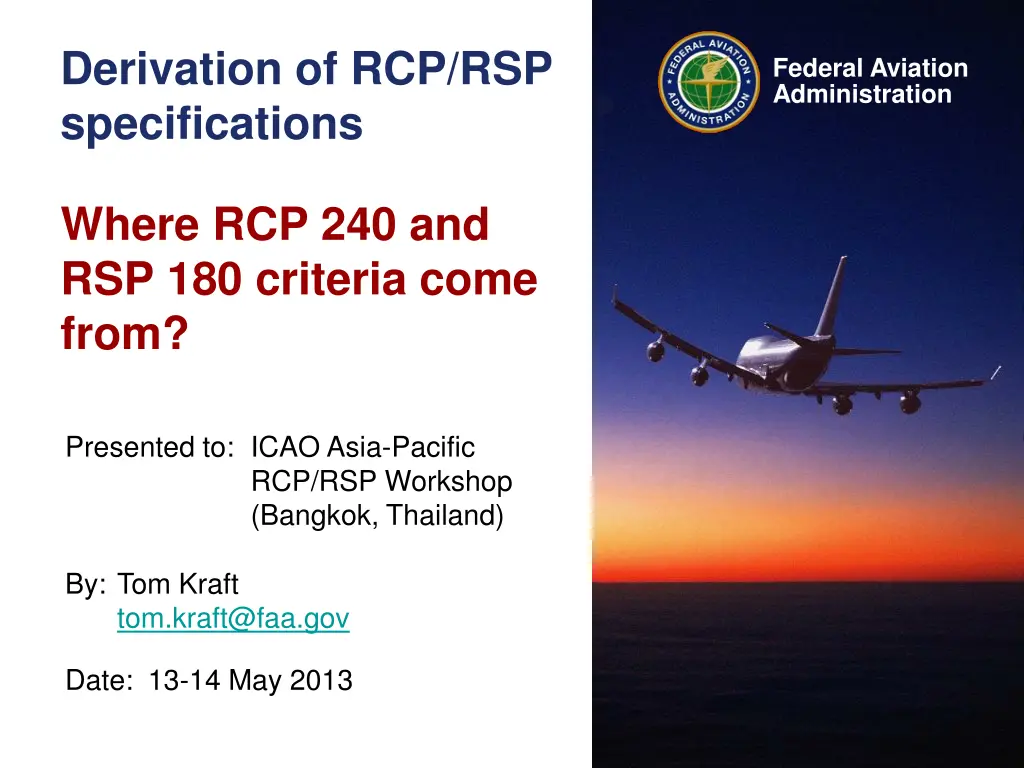 derivation of rcp rsp specifications n.w
