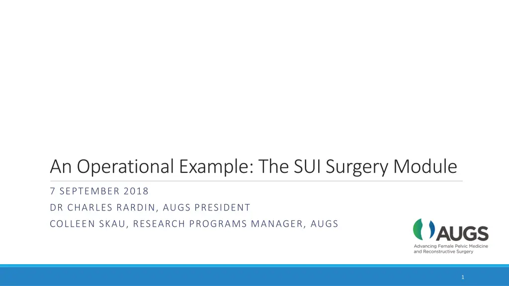 an operational example the sui surgery module n.w