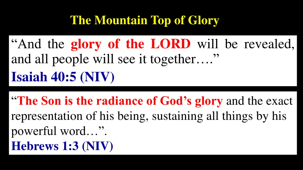 the mountain top of glory n.w
