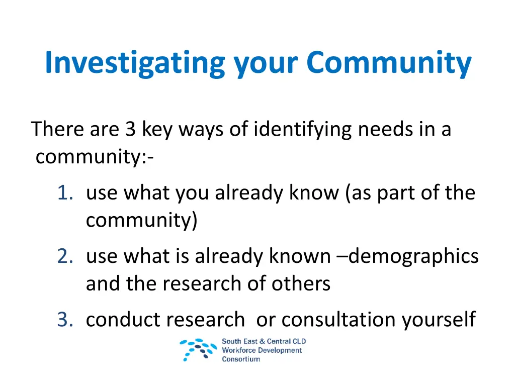 investigating your community n.w