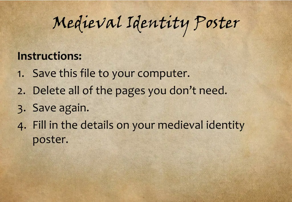 medieval identity poster n.w