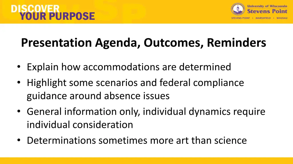 presentation agenda outcomes reminders n.w