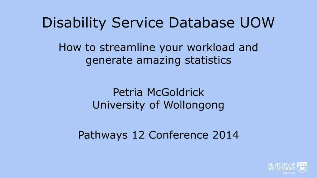 disability service database uow n.w
