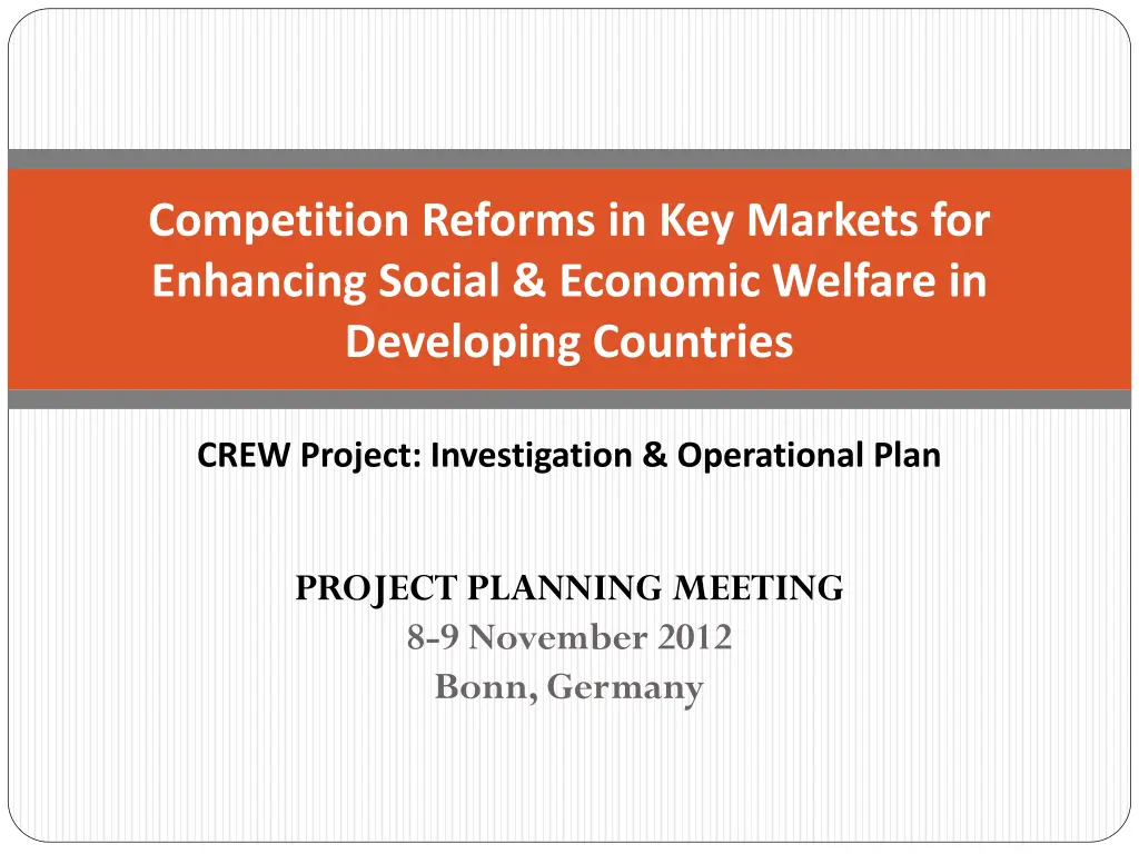 competition reforms in key markets for enhancing n.w
