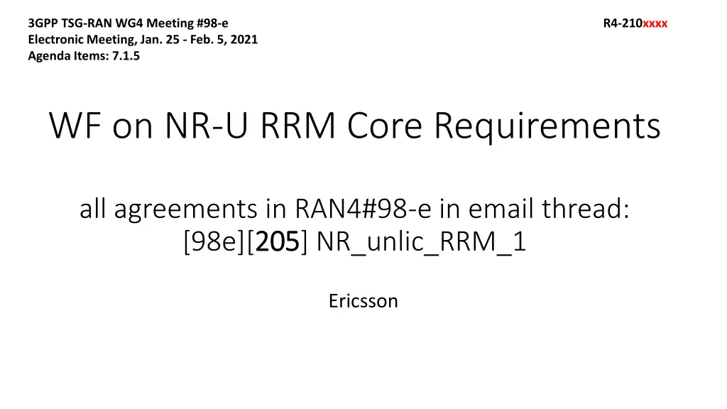 3gpp tsg ran wg4 meeting 98 e electronic meeting n.w
