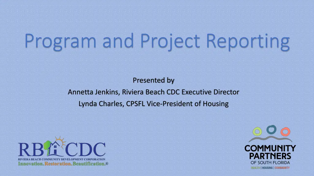 program and project reporting n.w