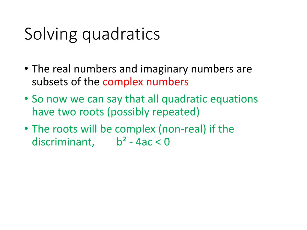 solving quadratics n.w