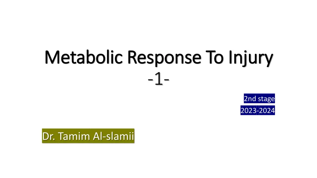 metabolic response to injury metabolic response n.w