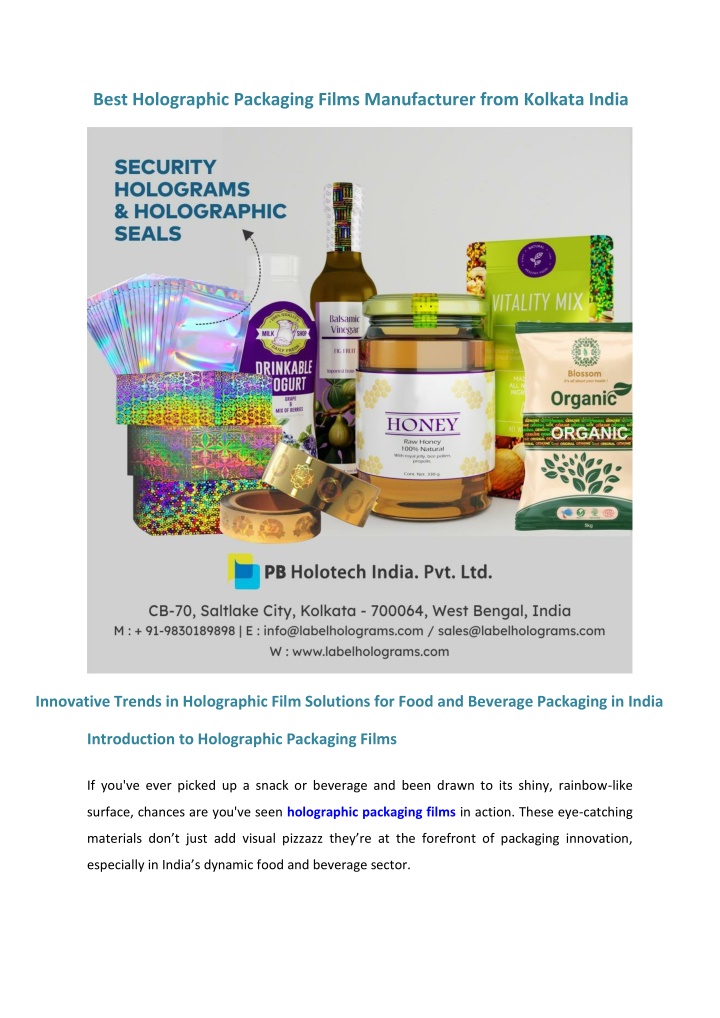 best holographic packaging films manufacturer n.w