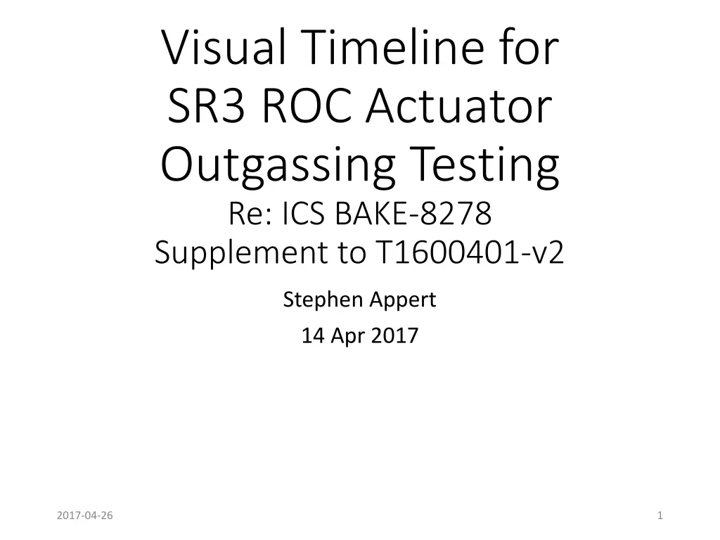 visual timeline for sr3 roc actuator outgassing n.w