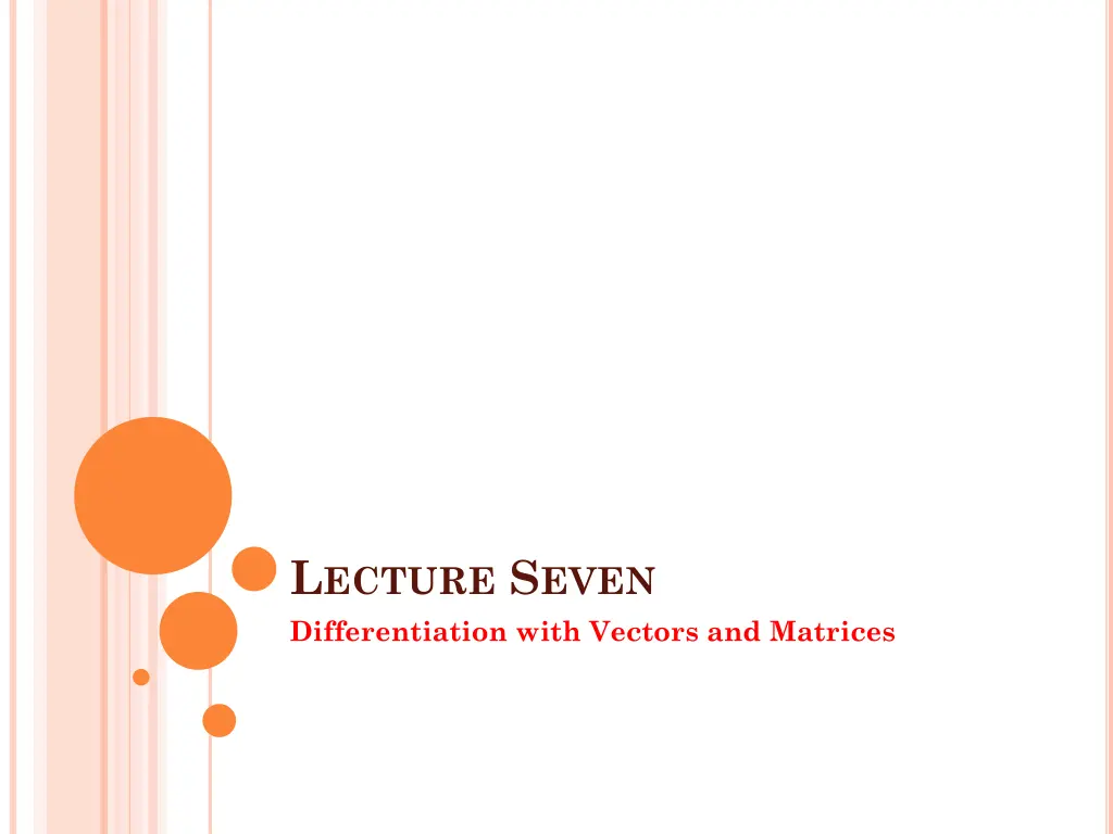l ecture s even differentiation with vectors n.w