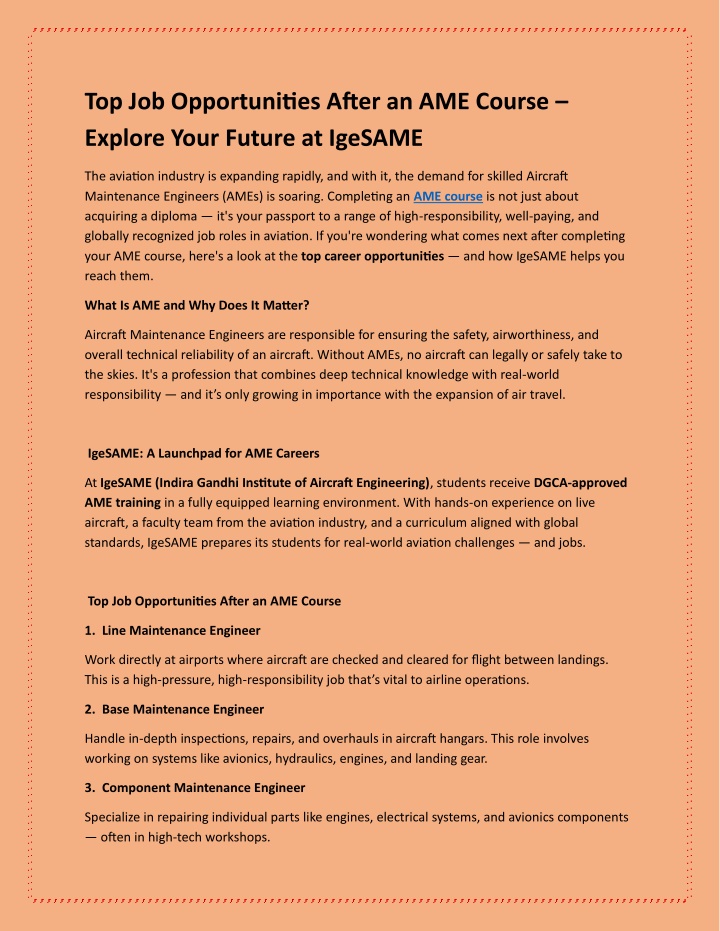 top job opportunities after an ame course explore n.w