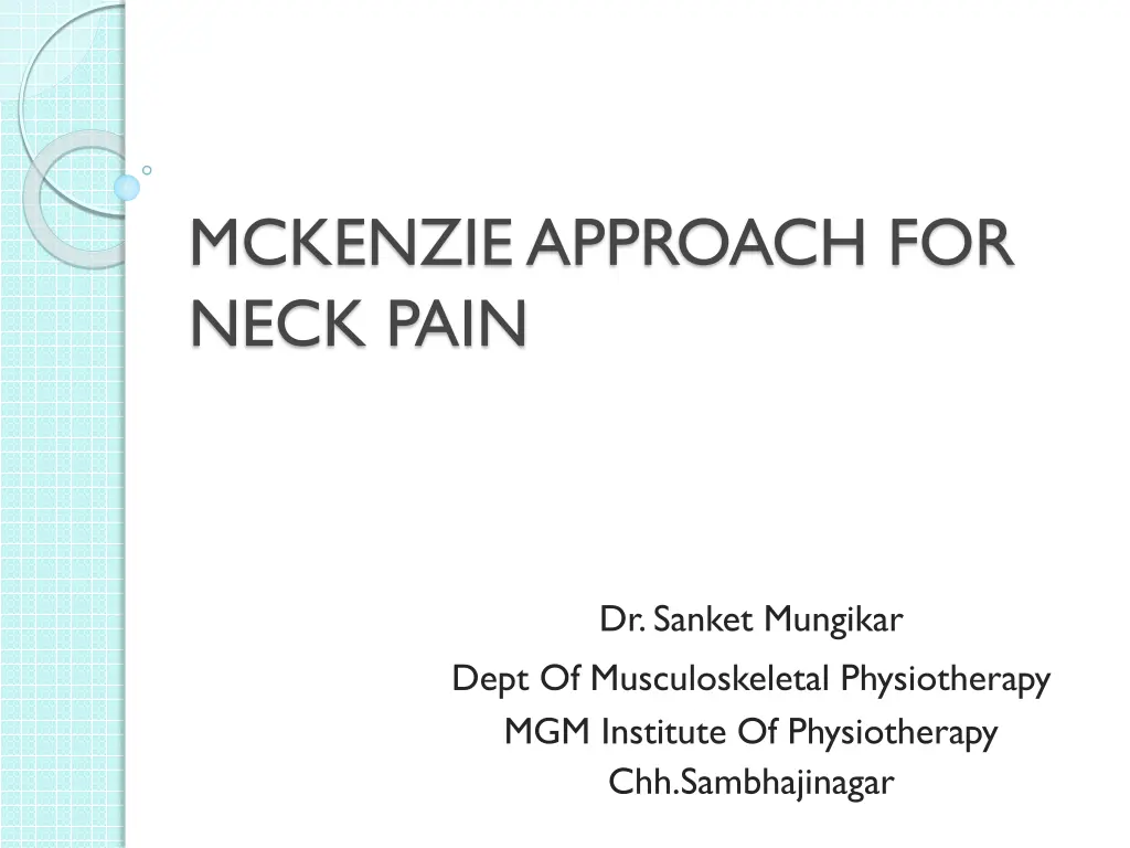 mckenzie approach for neck pain n.w