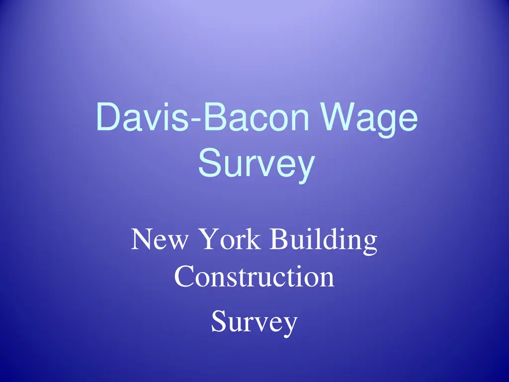 davis bacon wage survey n.w