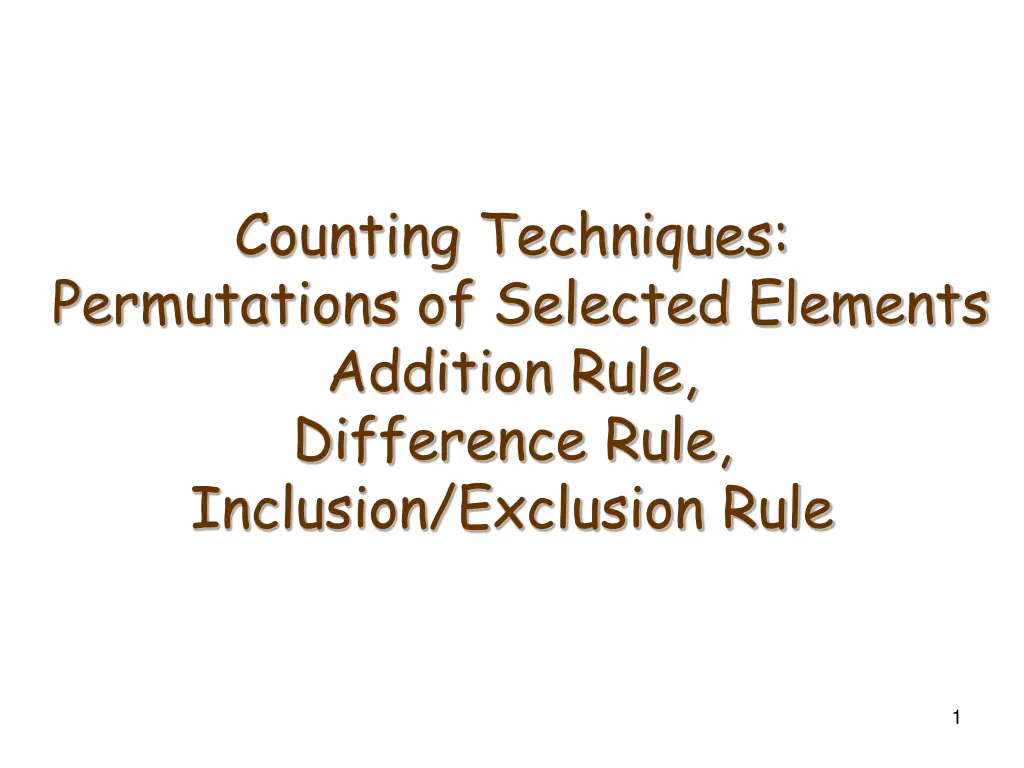 counting techniques permutations of selected n.w