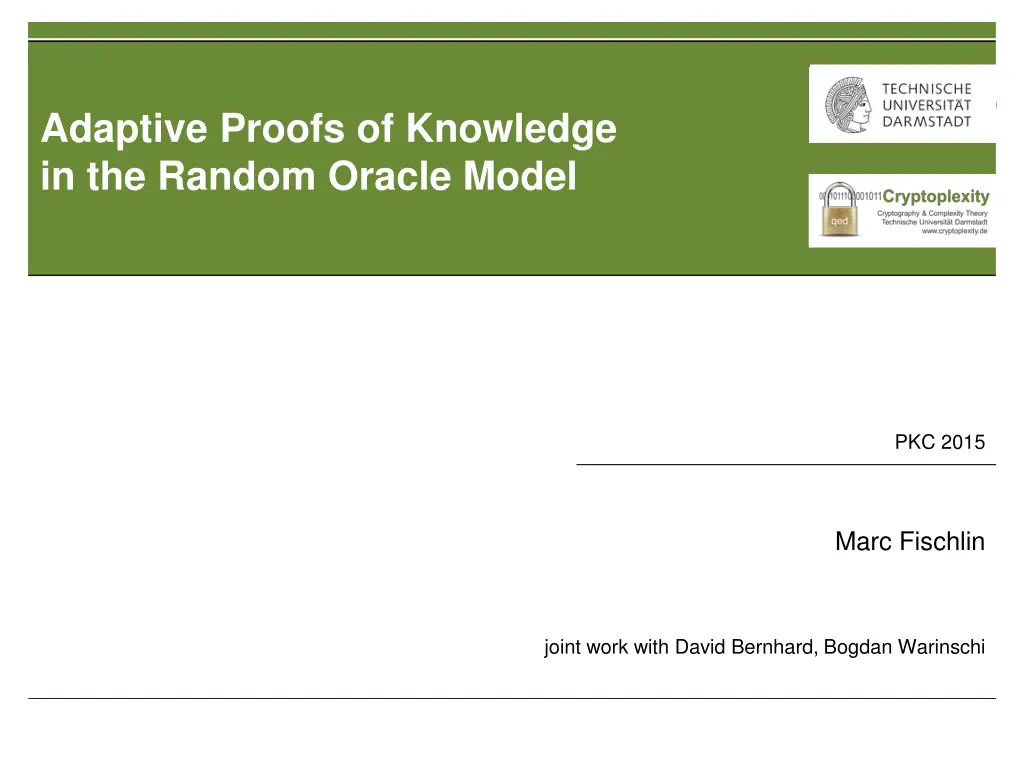 adaptive proofs of knowledge in the random oracle n.w