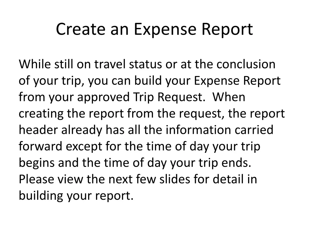 create an expense report n.w