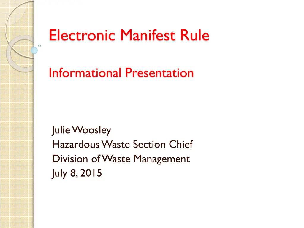 electronic manifest rule n.w